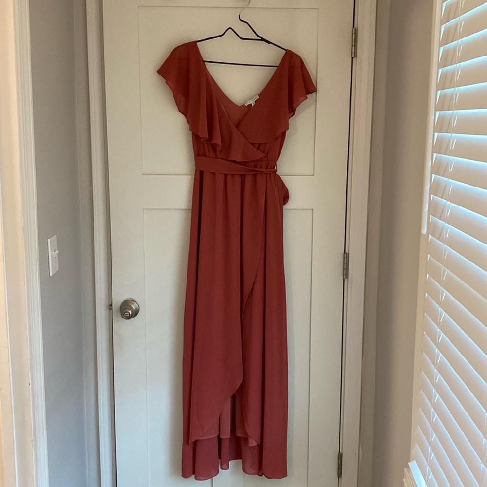Baltic Born Katya Ruffle Maxi Dress- Rosewood, Size Small